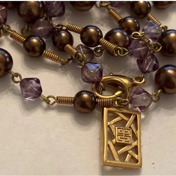 Givenchy Purple Crystal and Faux Pearl Necklace - Picture 2 of 3